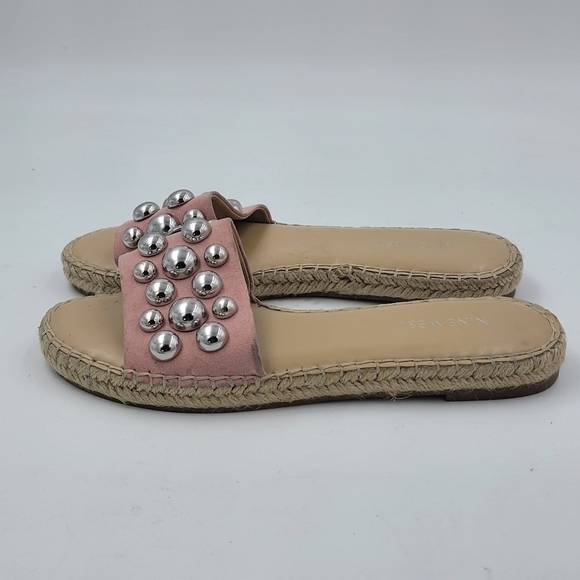 Nine West Pink Even Studded Espadrille Slide Sandals Size 7.5 - Picture 11 of 11